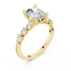 Oval Cut Diamond Three-Stone Engagement Ring with Pear Side Stones