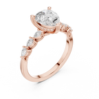 Pear Cut Diamond Three-Stone Engagement Ring with Pear Side Accents