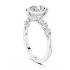 Pear Cut Diamond Three-Stone Engagement Ring with Pear Side Accents
