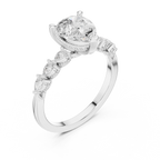 2.33 CT Pear Cut Diamond Three-Stone Engagement Ring with Pear Side Accents