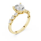 2.33 CT Pear Cut Diamond Three-Stone Engagement Ring with Pear Side Accents