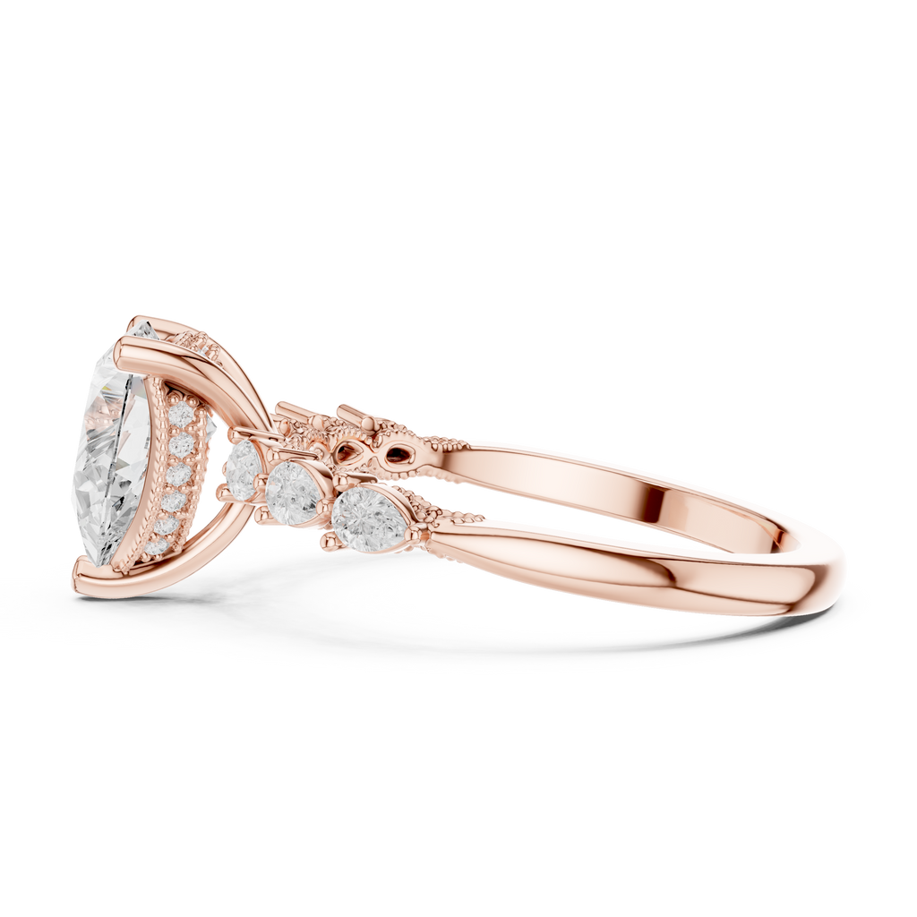 Pear Cut Diamond Three-Stone Engagement Ring with Pear Side Accents
