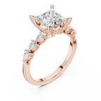 Princess Cut Diamond Three-Stone Engagement Ring with Pear Side Stones