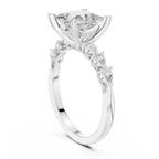 Princess Cut Diamond Three-Stone Engagement Ring with Pear Side Stones