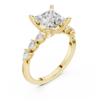 Princess Cut Diamond Three-Stone Engagement Ring with Pear Side Stones