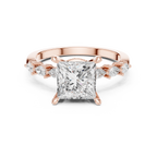 2.33 CT Princess Cut Diamond Three-Stone Engagement Ring with Pear Side Accents