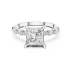 2.33 CT Princess Cut Diamond Three-Stone Engagement Ring with Pear Side Accents