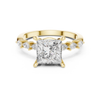 2.33 CT Princess Cut Diamond Three-Stone Engagement Ring with Pear Side Accents