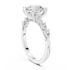2.32 CT Round Brilliant Diamond Three-Stone Engagement Ring with Pear Side Accents