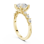 2.32 CT Round Brilliant Diamond Three-Stone Engagement Ring with Pear Side Accents
