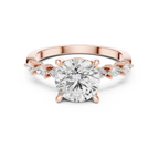 2.32 CT Round Brilliant Diamond Three-Stone Engagement Ring with Pear Side Accents