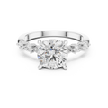 Round Brilliant Diamond Three-Stone Engagement Ring with Pear Side Stones