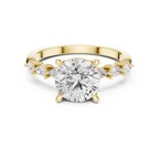 2.32 CT Round Brilliant Diamond Three-Stone Engagement Ring with Pear Side Accents