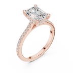2.31 CT Emerald Cut Diamond Hidden Halo Pavé Engagement Ring