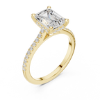 Emerald Cut Diamond Pavé Engagement Ring with Hidden Halo Gallery