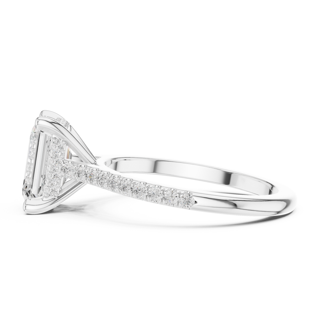 Emerald Cut Diamond Pavé Engagement Ring with Hidden Halo Gallery