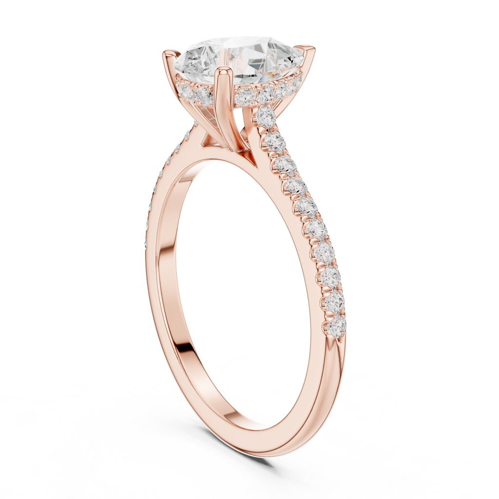 Pear Cut Diamond Pavé Engagement Ring with Hidden Halo