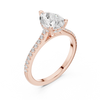 Pear Cut Diamond Pavé Engagement Ring with Hidden Halo