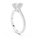 Pear Cut Diamond Pavé Engagement Ring with Hidden Halo