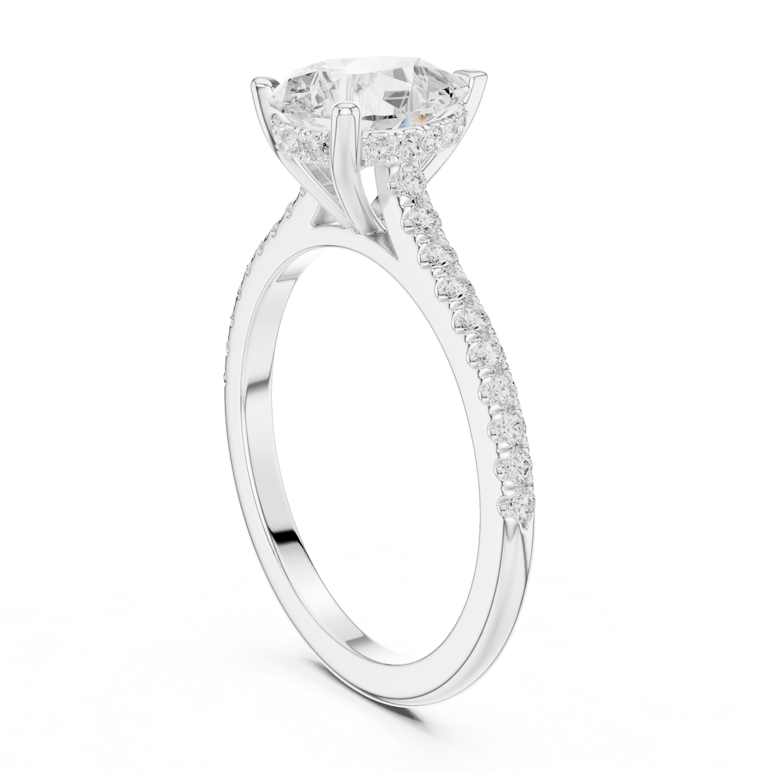 2.30 CT Pear Cut Diamond Hidden Halo Pavé Engagement Ring