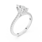 Pear Cut Diamond Pavé Engagement Ring with Hidden Halo