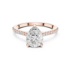 Pear Cut Diamond Pavé Engagement Ring with Hidden Halo