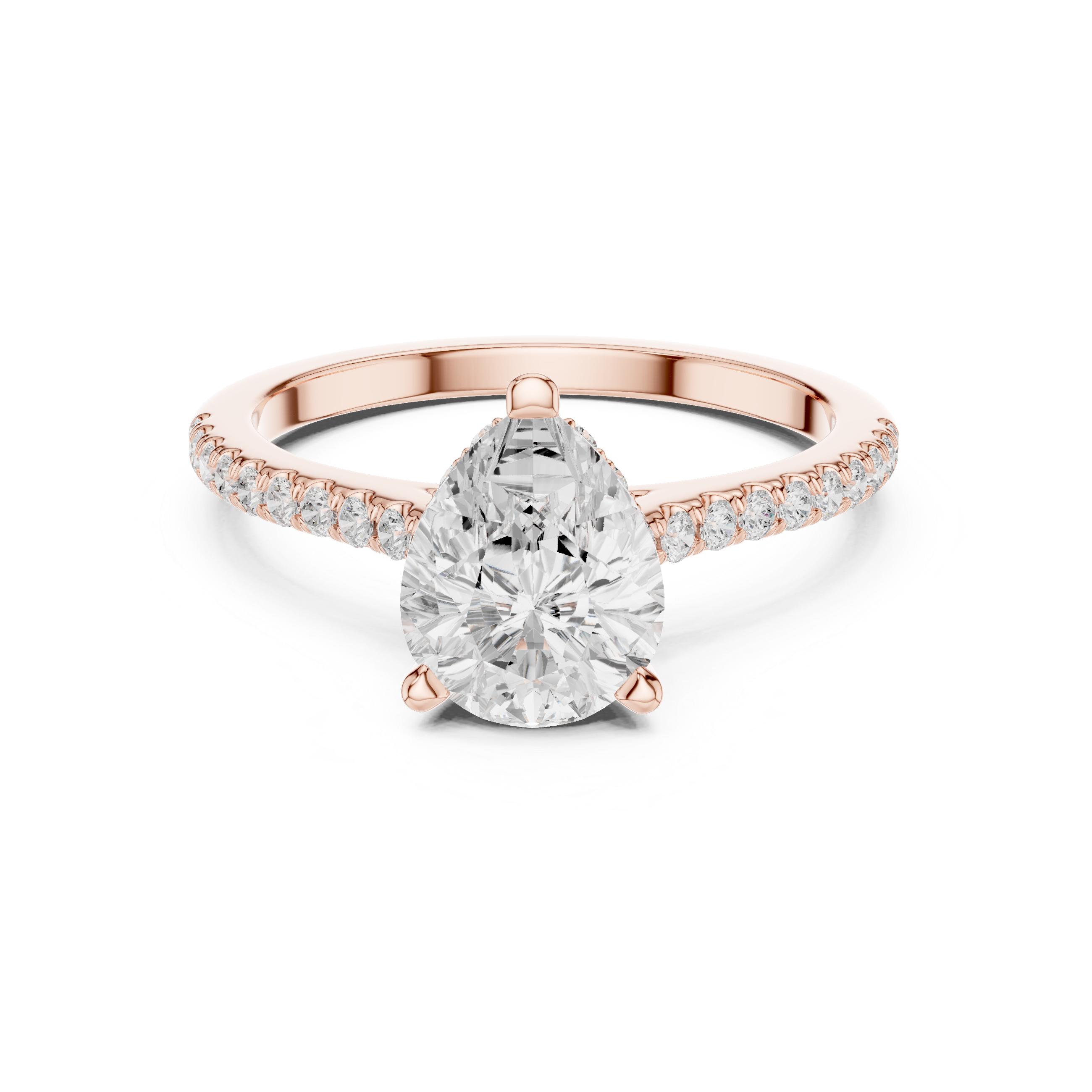 2.30 CT Pear Cut Diamond Hidden Halo Pavé Engagement Ring