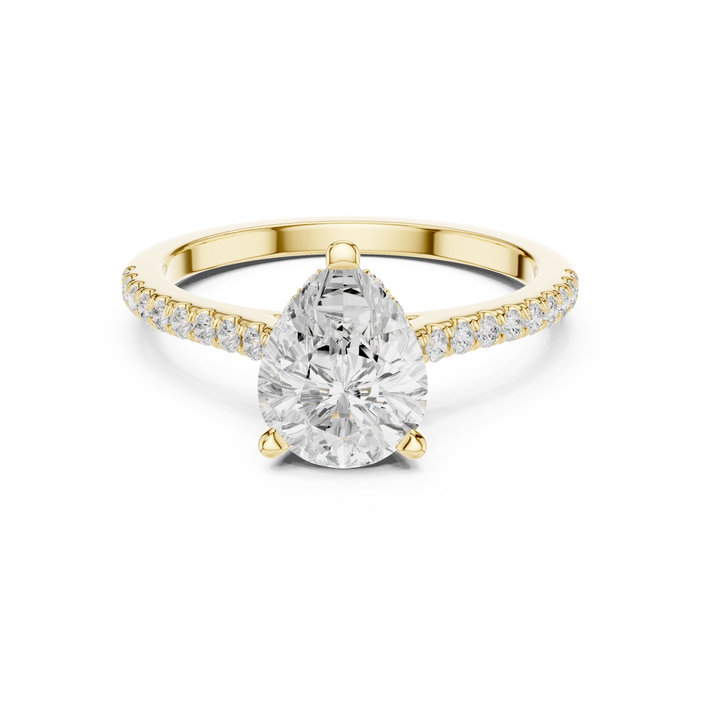 2.30 CT Pear Cut Diamond Hidden Halo Pavé Engagement Ring
