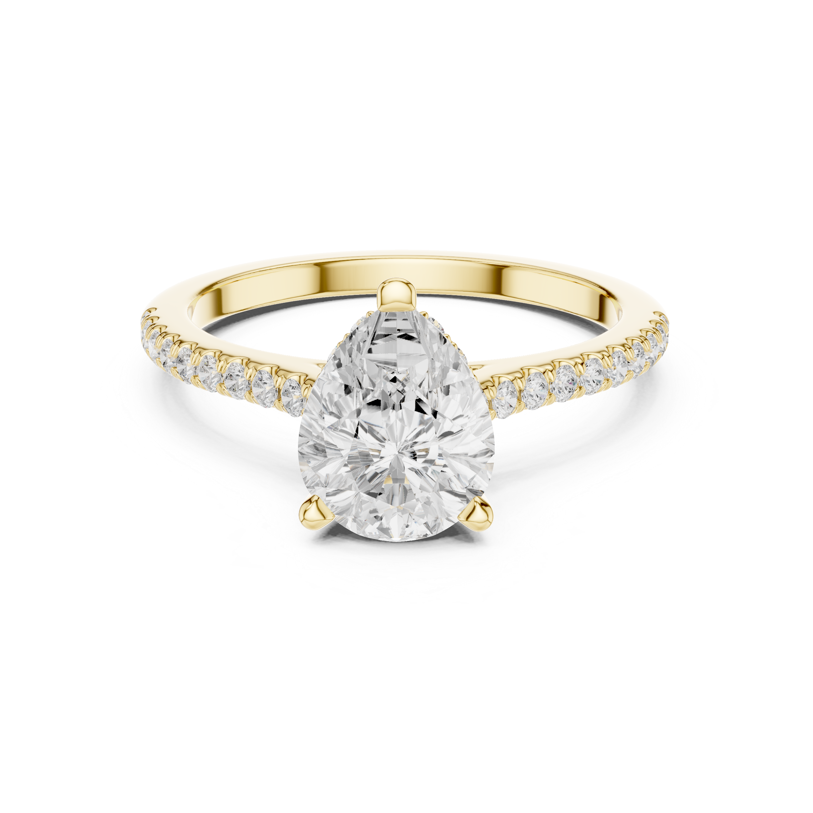 2.30 CT Pear Cut Diamond Hidden Halo Pavé Engagement Ring