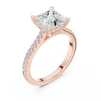 2.30 CT Princess Cut Diamond Hidden Halo Pavé Engagement Ring