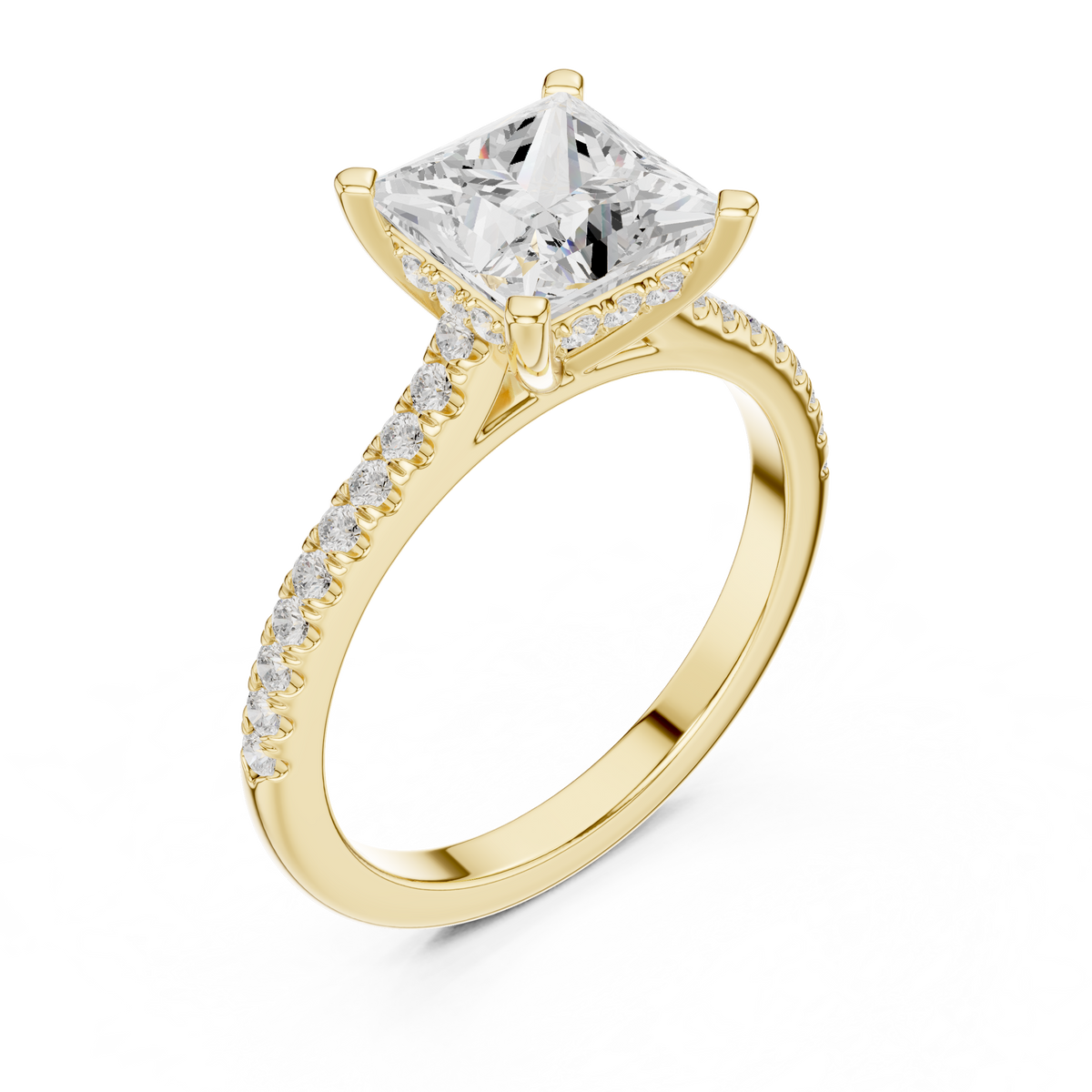 2.30 ct Princess Cut Diamond Hidden Halo Pavé Engagement Ring – view 11 of 12, lab grown diamond ring | Jewelix Atelier