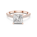 Princess Cut Diamond Pavé Engagement Ring with Hidden Halo