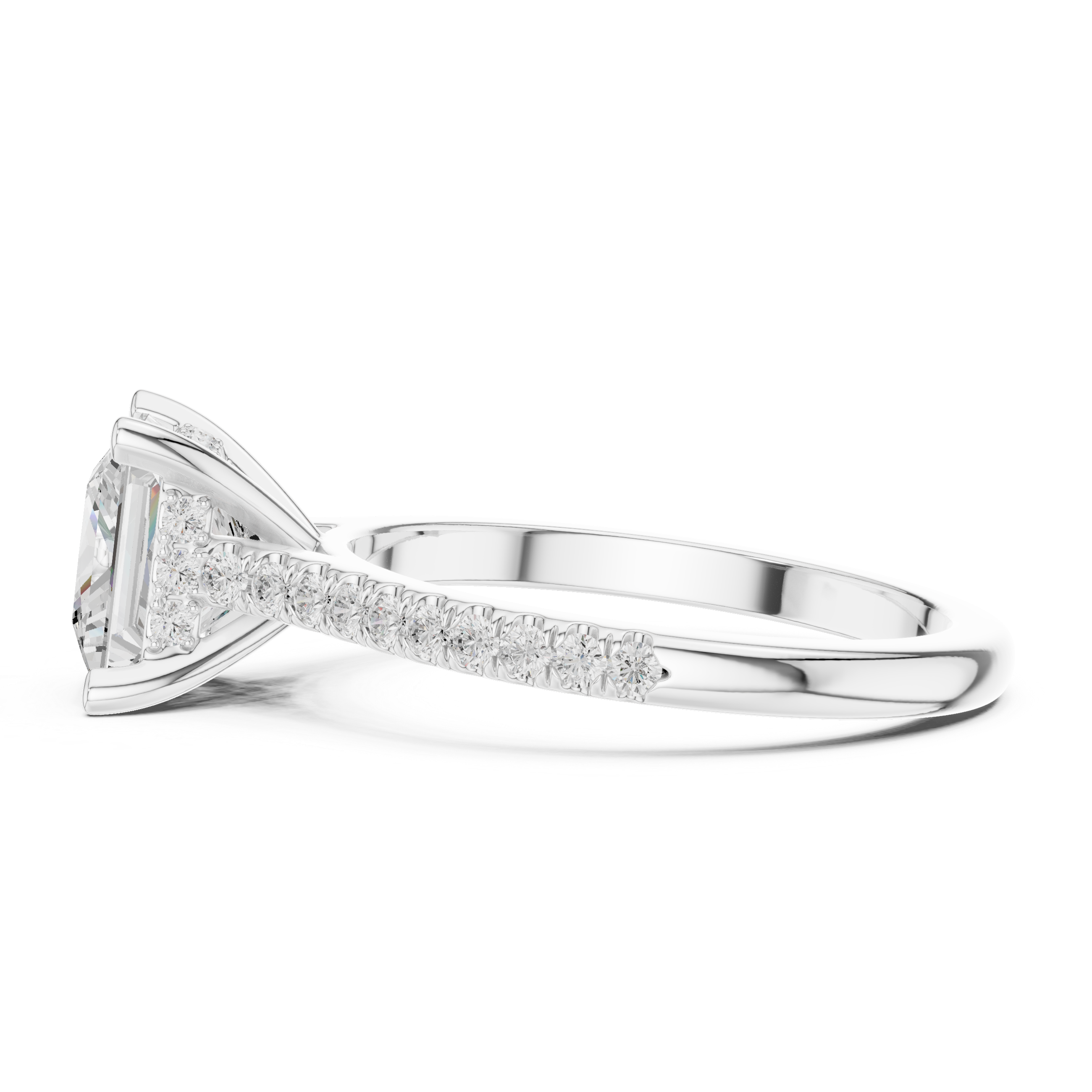 2.30 CT Princess Cut Diamond Hidden Halo Pavé Engagement Ring