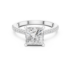Princess Cut Diamond Pavé Engagement Ring with Hidden Halo