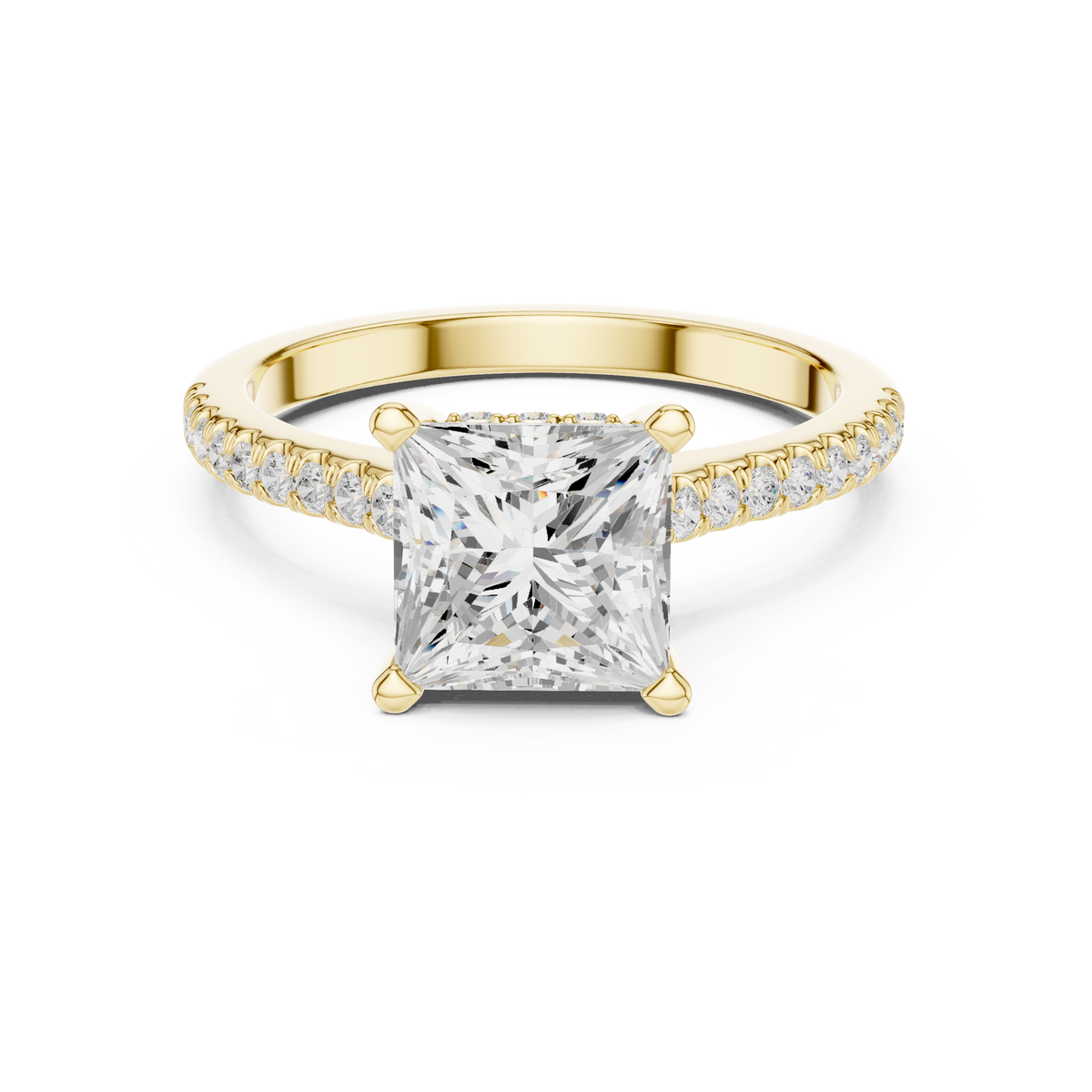 2.30 ct Princess Cut Diamond Hidden Halo Pavé Engagement Ring – view 9 of 12, lab grown diamond ring | Jewelix Atelier