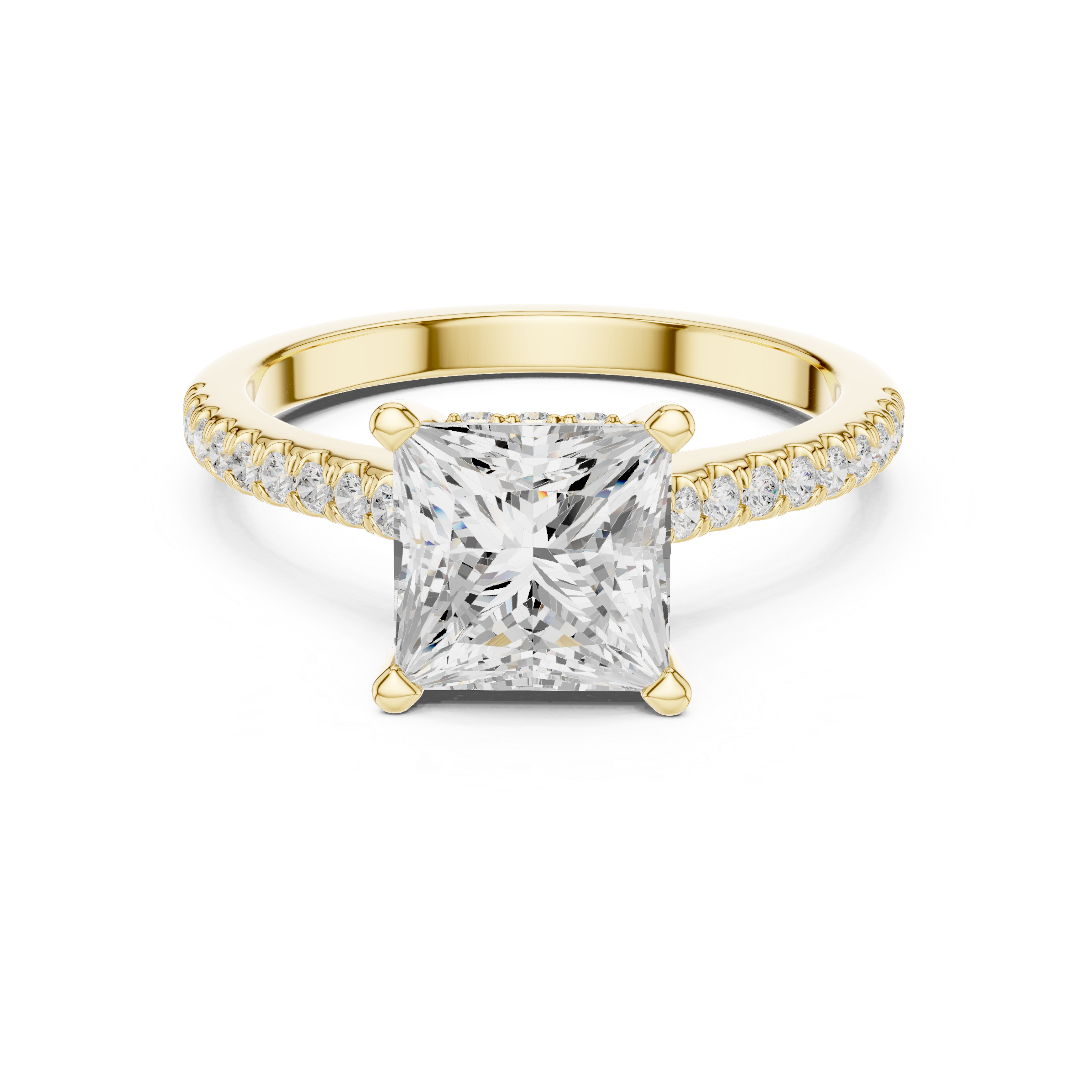 2.30 CT Princess Cut Diamond Hidden Halo Pavé Engagement Ring