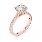 Round Brilliant Diamond Pavé Engagement Ring with Hidden Halo