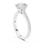 Round Brilliant Diamond Pavé Engagement Ring with Hidden Halo
