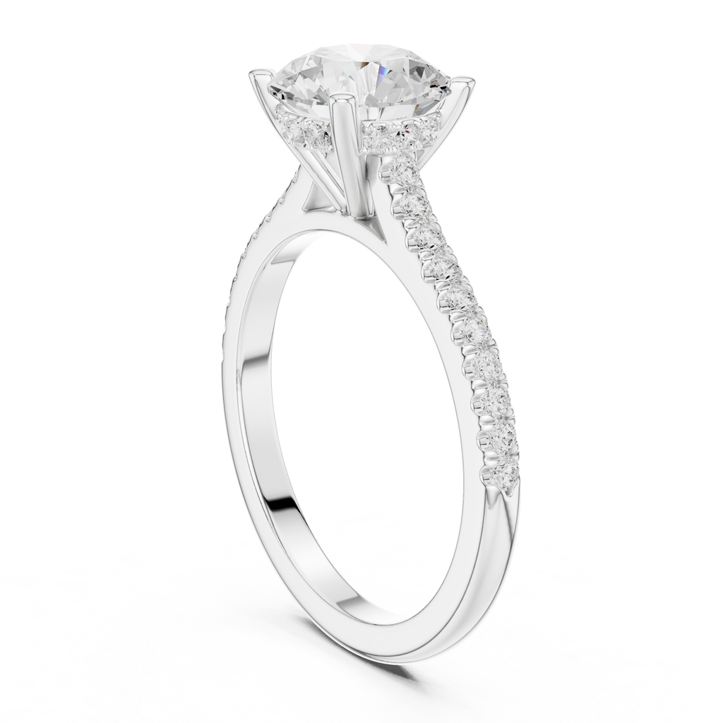 2.30 CT Round Brilliant Cut Diamond Hidden Halo Pavé Engagement Ring