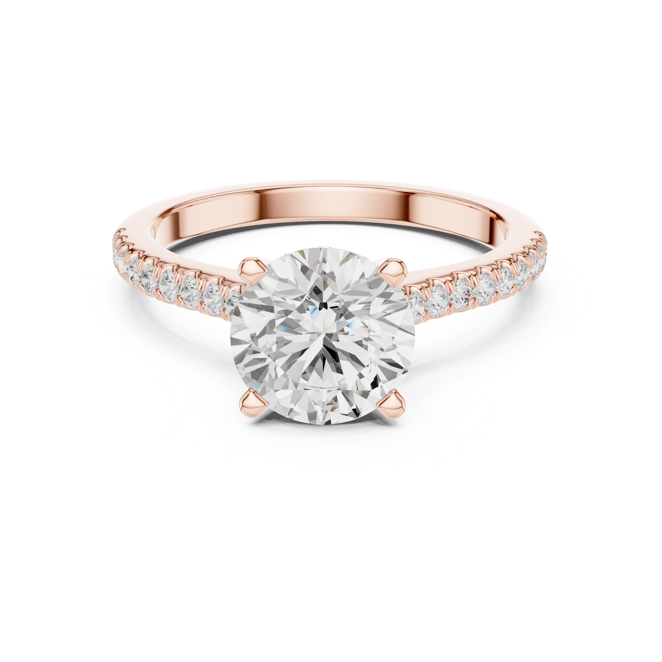 Round Brilliant Diamond Pavé Engagement Ring with Hidden Halo