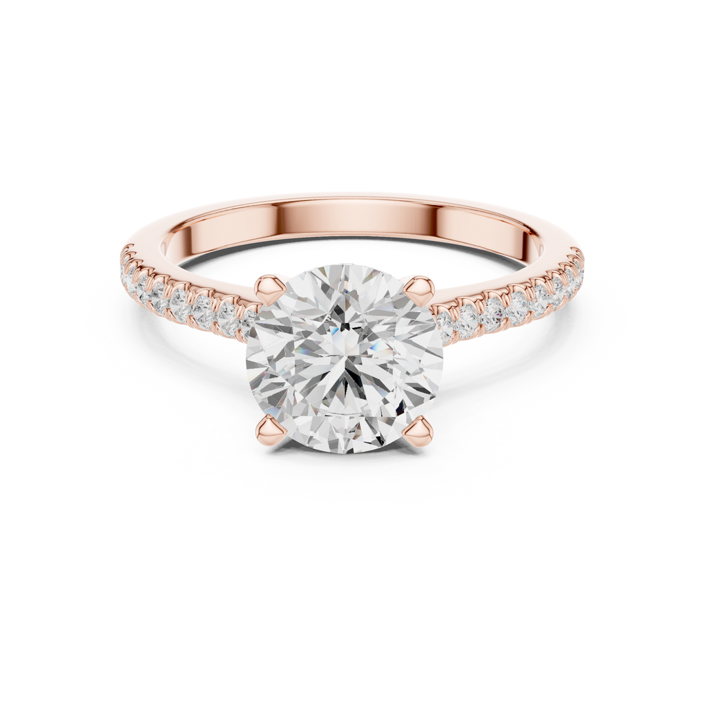 2.30 CT Round Brilliant Cut Diamond Hidden Halo Pavé Engagement Ring