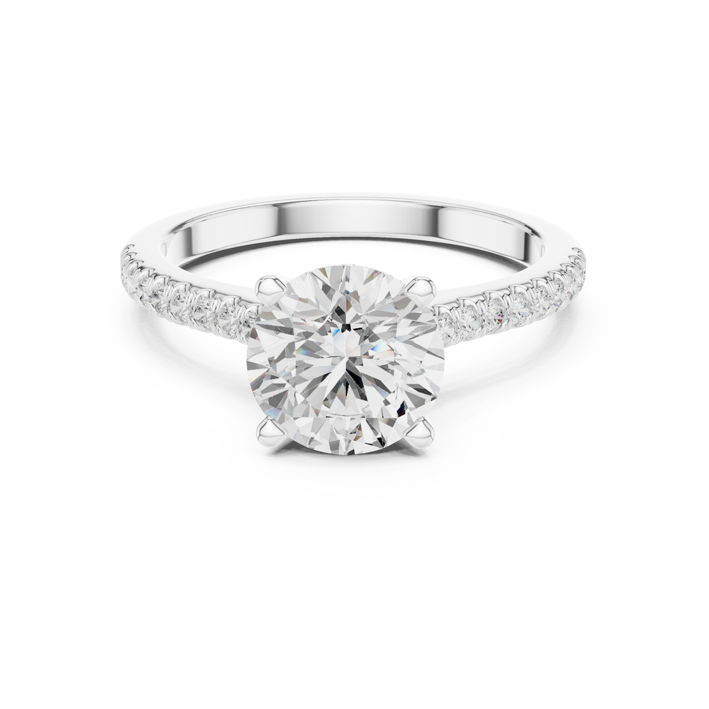 2.30 CT Round Brilliant Cut Diamond Hidden Halo Pavé Engagement Ring