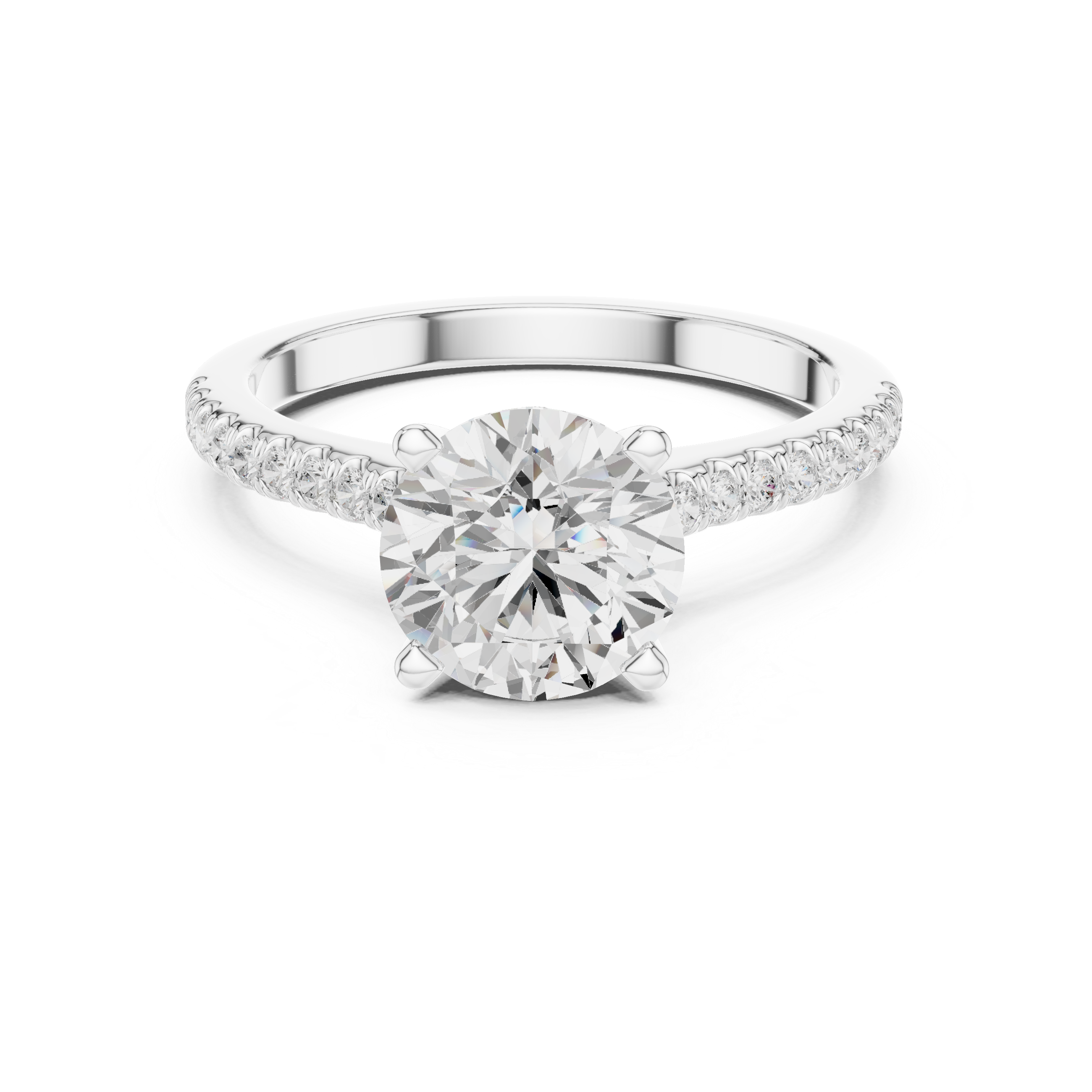 2.30 CT Round Brilliant Cut Diamond Hidden Halo Pavé Engagement Ring