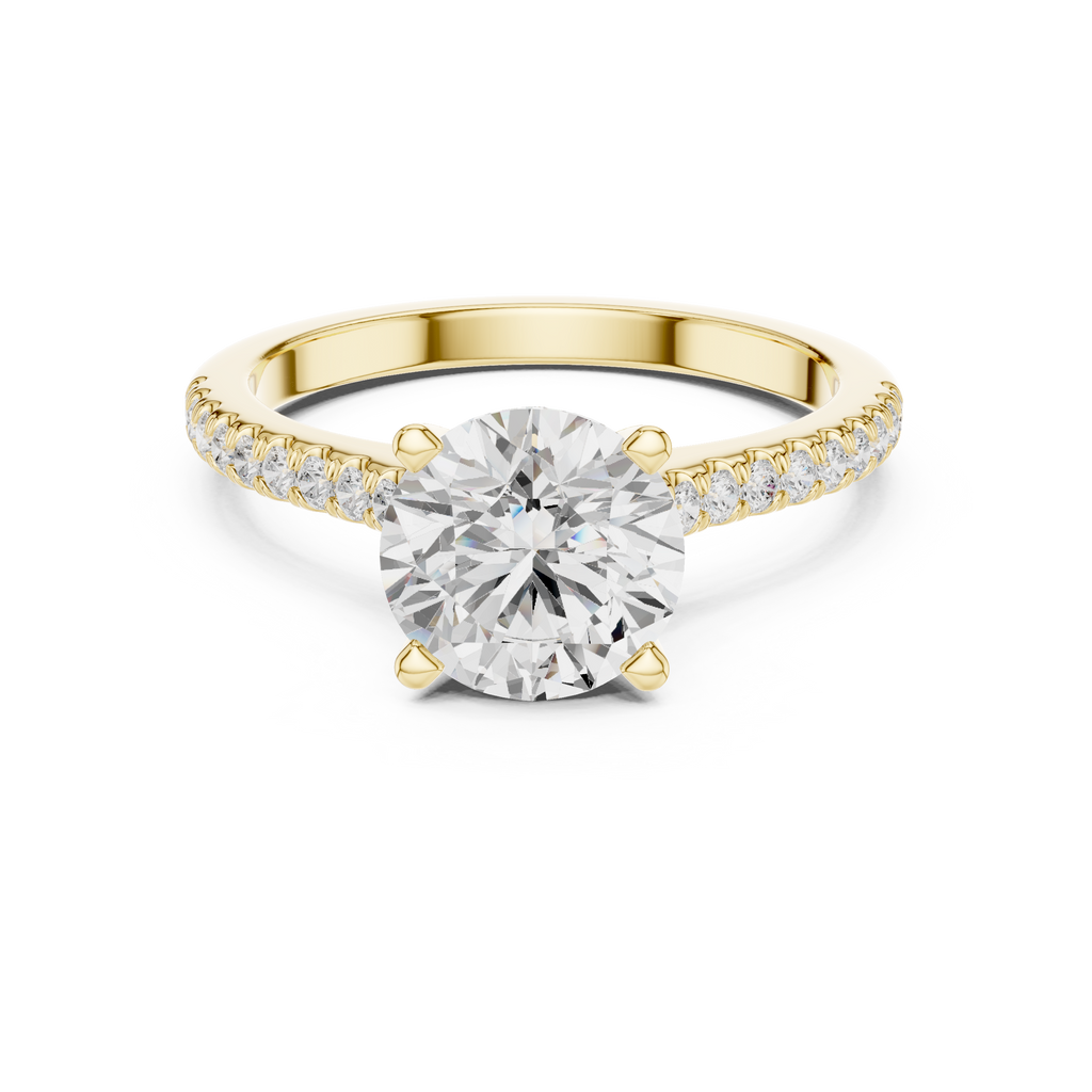 2.30 CT Round Brilliant Cut Diamond Hidden Halo Pavé Engagement Ring