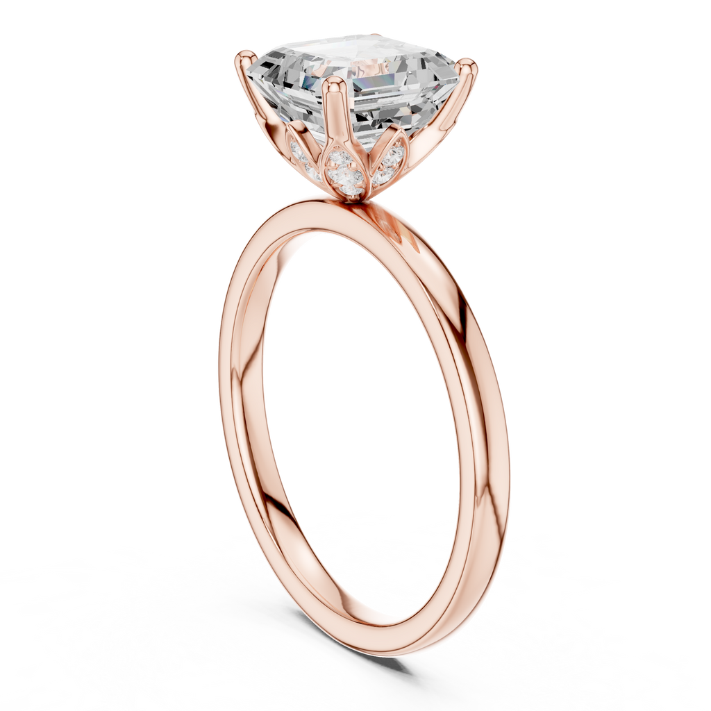 Asscher Cut Solitaire Engagement Ring with Hidden Halo Gallery