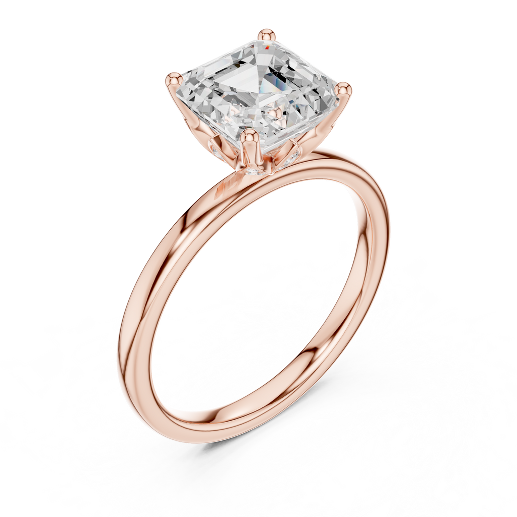 Asscher Cut Solitaire Engagement Ring with Hidden Halo Gallery