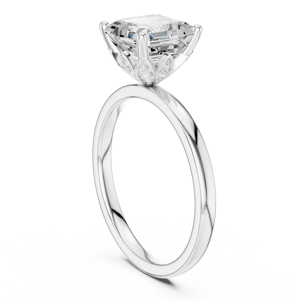 Asscher Cut Solitaire Engagement Ring with Hidden Halo Gallery