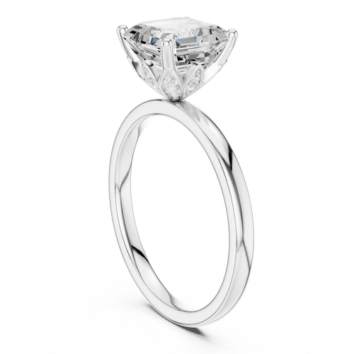 Asscher Cut Solitaire Engagement Ring with Hidden Halo Gallery