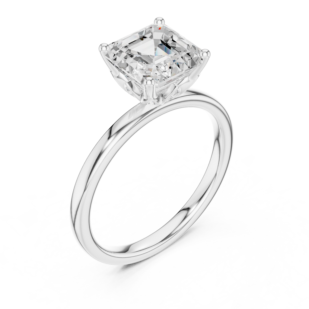 Asscher Cut Solitaire Engagement Ring with Hidden Halo Gallery