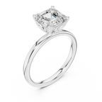 Asscher Cut Solitaire Engagement Ring with Hidden Halo Gallery